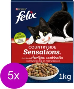 5x Felix Sensations Droog Countryside – Kattenvoer – 1kg