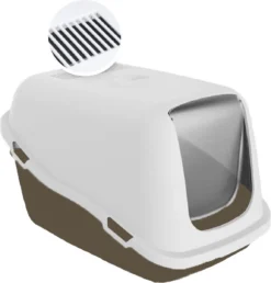 Boon Kattentoilet – Gesloten Kattenbak – Kattenbak Met Filter – Kattenbak Met Kap – Casey – Mokka – Wit