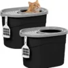 Grote Kunststof Kattenbak Met Toegang Van Bovenaf, Schep En Geventileerd Deksel, B52 X T37. 5 X H36. 5 Cm, Set Van 2, BPA – Vrij, TECL-20, Zwart / Grijs
