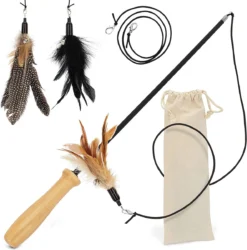 Kattenhanger, Kattenspeelgoed, Verwisselbar Hanger, Reserve Riem, Ergonomische Houten Handgreep, Duurzaam Speelgoed Voor Katten, Stabiel