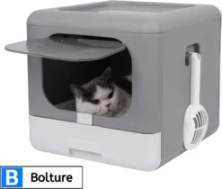 Bolture Automatische Kattenbak – Kattenbak Zelfreinigend – Zelfreinigende Kattenbak – Kattenbak Met Lade – Grijs