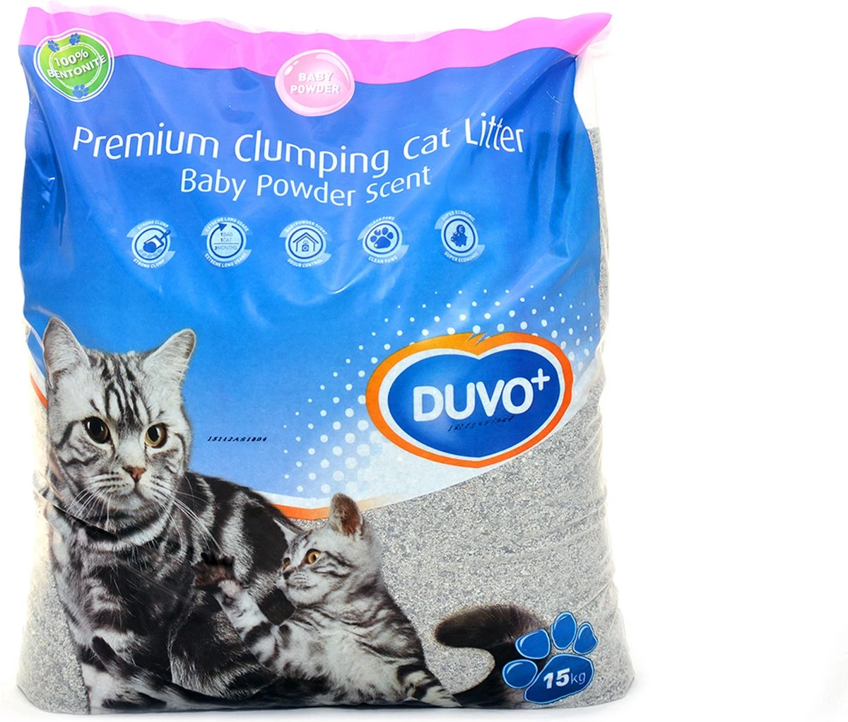 KATTENBAKVULLING PREMIUM MET BABYPOEDERGEUR 15KG 1 KATTENBAKVULLING PREMIUM MET BABYPOEDERGEUR 15KG