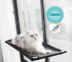Kattenmand Voor Aan Het Raam – Kattenbed – Hangmat Kat – Kattenhangmat – Zwart – Incl. GRATIS E-Book & Kattenspeeltje!