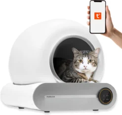 Purrlion® Zelfreinigende Kattenbak XXL – 65L – Elektrische – Zelfreinigend – Automatische – Electrische Katten Bak – Incl. App – Wit