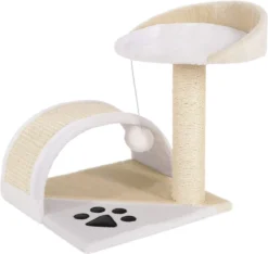 Krabpaal, Klimboom, Kattenkrabpaal, Hoogte 43 Cm, Beige/wit