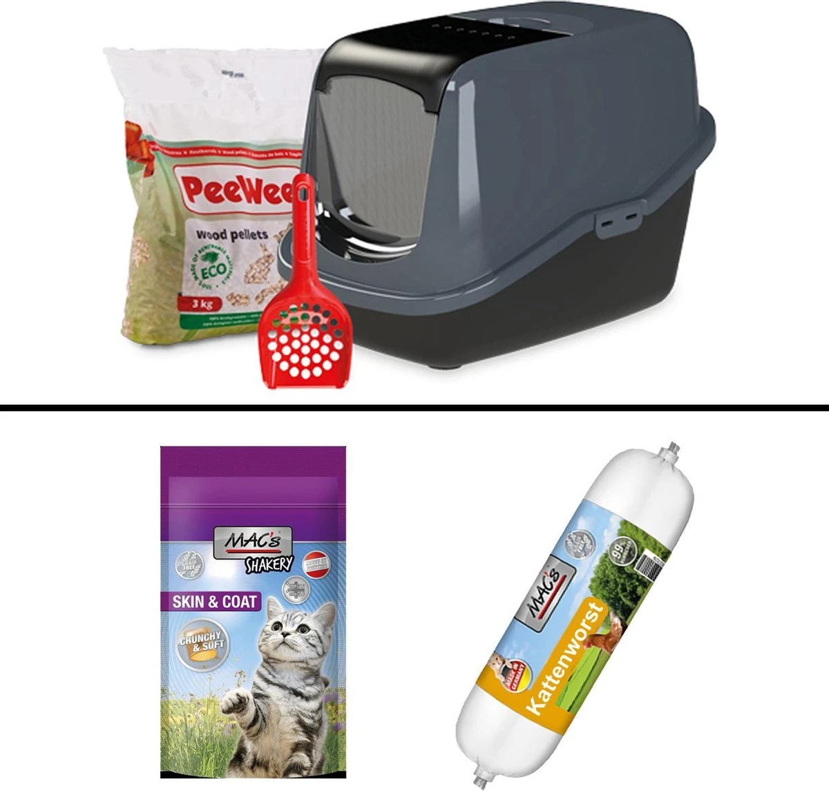 PeeWee EcoHus Startpakket Zwart/ Antraciet + Mac’s Snackpakket – 56 X 39 X 38.5 Cm 1 PeeWee EcoHus Startpakket Zwart/ Antraciet + Mac’s Snackpakket – 56 X 39 X 38.5 Cm