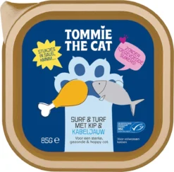 Tommie The Cat – Kattenvoer Natvoer – Stukjes In Saus Met Kabeljauw & Kip – Voordeel Verpakking – 19 Stuks – 85 Gram Per Stuk – Zonder Suiker En Graanvrij