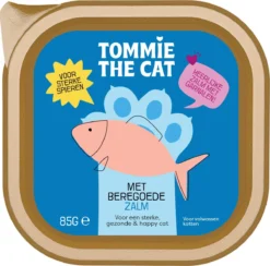 Tommie The Cat – Kattenvoer Natvoer – Verse Paté Zalm Met Garnalen – Voordeel Verpakking – 32 Stuks – 85 Gram Per Stuk – Zonder Suiker En Graanvrij
