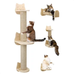 Katten Klimmuur – Krabpaal – 2 Plateaus – Katten Klim Wand – Muur – Klimmuur Kat – Voor Grote Katten – Klimwand – Complete Set