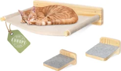 Kattenklimmuur Inclusief 2x Kattentrap [extra Groot En Stabiel] I Kattenhangmat 3-delig I Klimmuurset I Kattenmuur I Wandligstoel Katten I Kattenplatform I Kattenrek