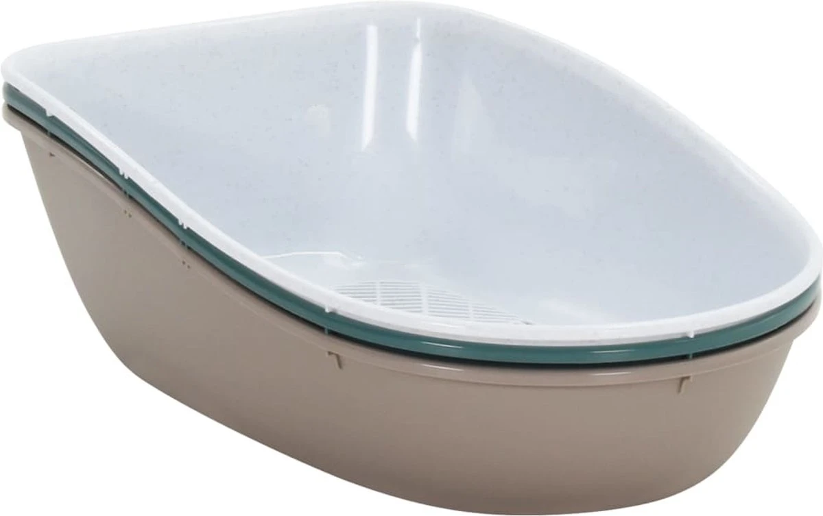 VidaXL Kattenbak Met Deksel 58,5×39,5×43 Cm Polypropeen Wit En Bruin