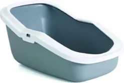 Savic Aseo – Kattenbak – Grijs/Wit – 56x39x27,5 Cm