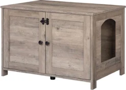 LaMIMI Kattenbak/Nachtkastje- Spaanplaat – Grijs – 80x50x54