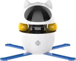 Kattenspeeltje Met Laser – Automatische Katten Speelgoed – Interactieve Speelgoed Voor Katten – Wit Met Laser, Veertjes En Ballen – Laserspeelgoed