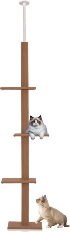 Krabpaal In Hoogte Verstelbaar – Kattenkrabpaal – Krabpaal Voor Katten – Kattenspeeltjes – Katten – Bruin – 43L X 27B X 228-260H Cm