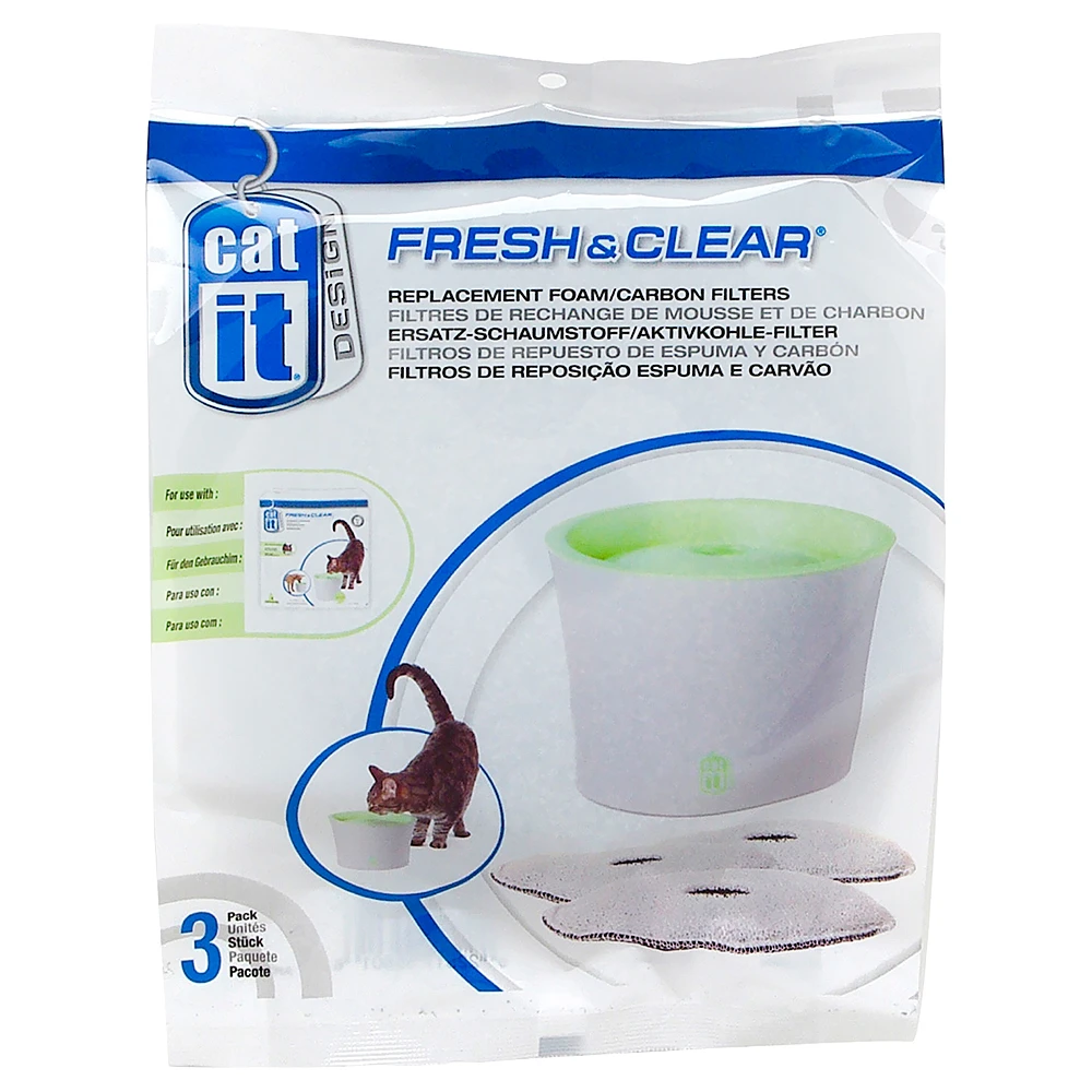 – Vervangfilter Voor 2 L Of 3 L (3 X 3 Stuks) – Catit Design Fresh & Clear Drinkfontein 2 L