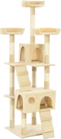 Decoways – Kattenkrabpaal Met Sisal Krabpalen 170 Cm Beige