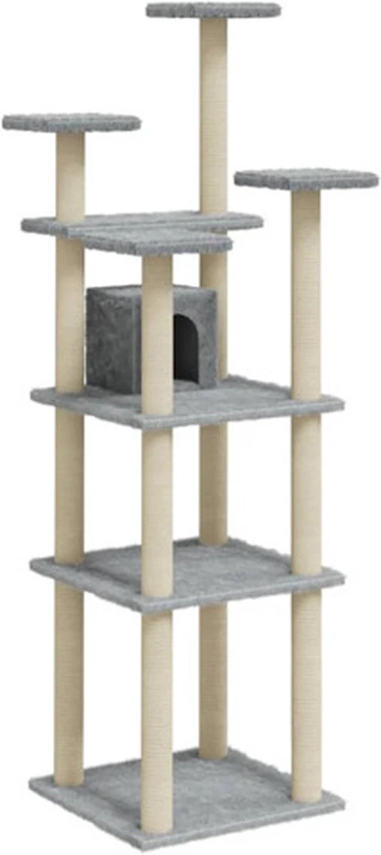 VidaXL Kattenmeubel Met Sisal Krabpalen 171 Cm Lichtgrijs 1 VidaXL Kattenmeubel Met Sisal Krabpalen 171 Cm Lichtgrijs