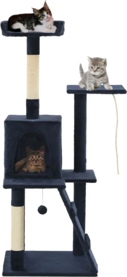 Decoways – Kattenkrabpaal Met Sisal Krabpalen 120 Cm Donkerblauw