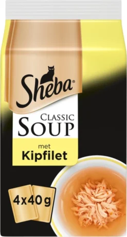 4x Sheba – Classic Soup Kip – Kattenvoer Multipack – 4x 40g (640g)