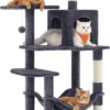 Acaza – Krabpaal – Krabpaal Voor Grote Katten – Kattenboom Met Hangmat – Kattenpaal – 143 Cm – Donkergrijs