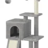 IN.HOMEXL Kattenboom Purrfect, Kattenmeubel Met Hangmat En Krabpaal, Kattentoren – Grijs 42x32x118cm