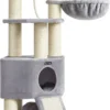 Rootz Krabpaal – Krabpaal Met Tunnel – Krabpaal Met Kattenbakkast – Kat Klimboom – Cat Activity Tree – Kattenspeelboom – Moderne Krabpaal – Krabpaalhuis – Spaanplaat – Pluche – Sisal – Greige – 80 X 53 X 49,2 Cm (L X B X H)