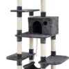 Songmics Krabpaal, Klimboom XXL, Stabiele Krabpaal Met Hangmat, Grot En Sisal, Groot Uitkijkplatform, 154 Cm, Rookgrijs