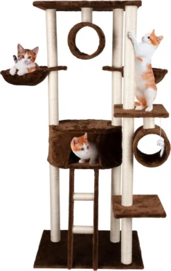 MaxxPet Krabpaal – Kattenspeelgoed – 165 CM – Kattenpaal – Met Kattenhuis En Kattentunnel – Voor Grote En Kleine Kat – Sisal – Bruin
