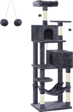 Krabpaal, Kattenboom 191 Cm Met Zacht Pluche, Rookgrijs