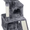 Krabpaal Stabiele Kattenboom 91 Cm Kattenkrabpaal Met 2 Huisjes Sisal Knuffelige En Speelbal, Speelboom Voor Katten, Donkergrijs HM-YAHEE-591853