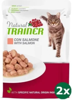 Natural Trainer Cat Adult Salmon Pouch Kattenvoer 2x 12×85 Gr