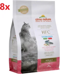 Almo Nature HFC – Kattenvoer Droogvoer – Adult Sterilized Zalm – 8×1,2kg