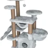 Topmast Krabpaal Fluffy Paris – Grijs – 164 X 65 X 144 Cm – Krabpaal Voor Grote Katten En Zware Katten – Met Kattenhuis En Hangmat – Stevig Sisal Touw
